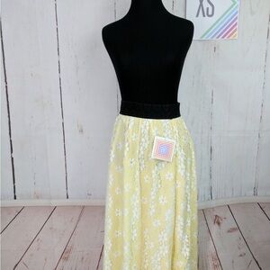 Yellow Floral Lace Skirt